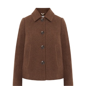 Part Two Downtown Brown wool-blend jacket with point collar and brown tortoiseshell buttons, relaxed fit
