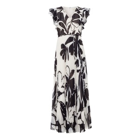Uma Floral Pleated Flared Dress