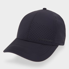 Boggi Milano Perforated Baseball Cap in navy blue with curved visor, perforated nylon front panel and embroidered logo detail.
