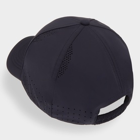 Boggi Milano Perforated Baseball Cap in navy blue, curved visor, perforated mesh panels, elasticated back with reflective tab