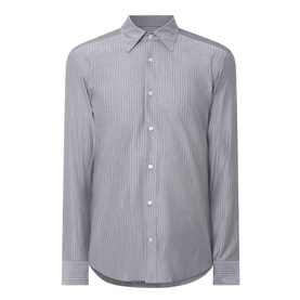 Boggi Milano light blue fine stripe casual shirt with button placket, classic collar, and double cuffs