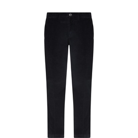 Boggi Milano navy blue cotton modal chino trousers with slim leg, button fastening and five-pocket styling
