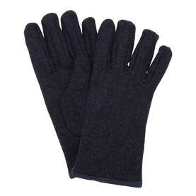 Boggi Milano navy blue wool blend gloves with smooth finish and full finger coverage, flat lay view