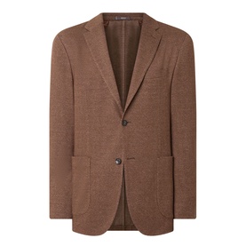 Boggi Milano brick red wool-cotton blend blazer with two-button fastening, patch pockets, and notch lapels
