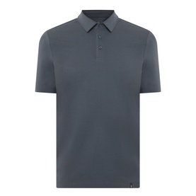 Boggi Milano dark green cotton polo shirt with short sleeves and three-button placket, slim fit