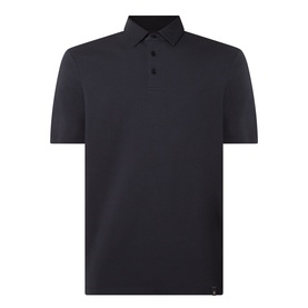 Boggi Milano Supima Solid Polo Shirt in black, polo collar, short sleeves, three-button placket, straight hemline