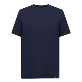 Boggi Milano Supima Solid T-Shirt in navy, round neck, short sleeves, straight hemline, small logo tab at hem.