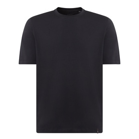 Boggi Milano Supima Solid T-Shirt in black, round neck, short sleeves, straight hemline, ghost mannequin shot