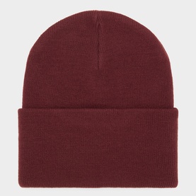 Carhartt Beanie in Amarone, deep burgundy knit with wide folded cuff, 100% acrylic construction