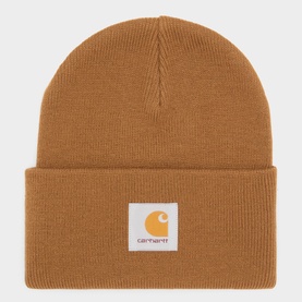 Carhartt WIP Acrylic Watch Hat Beanie in brown with ribbed knit texture and signature label patch on cuff