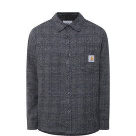 Carhartt Bagley Logo Check Print Shirt in Black check, point collar, front button fastening, chest patch pocket with logo badge