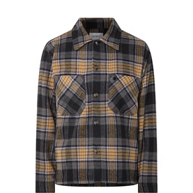 Carhartt multi-coloured plaid check casual shirt with chest pockets and button-through front, in grey and mustard tones