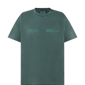 Carhartt green crew neck T-shirt in washed cotton with tonal chest graphic print detail