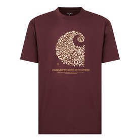 Carhartt Entrance Logo Graphic T-Shirt in Amarone, crew neck with chest eagle graphic print and logo text, short sleeves