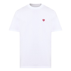 Carhartt white crew neck T-shirt in 100% cotton with small red embroidered heart logo on chest