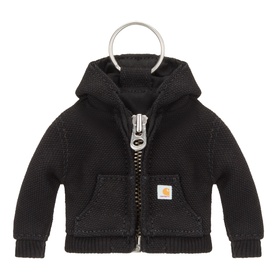 Carhartt black cotton hoodie jacket key ring with silver ring attachment, zip detail and kangaroo pockets