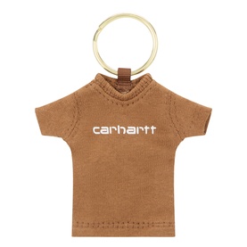 Carhartt Hamilton Brown cotton T-shirt key ring with gold-tone metal ring and white logo detail