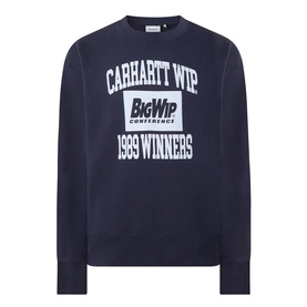Carhartt WIP 1989 Winners dark navy cotton sweatshirt with large varsity-style graphic print to chest