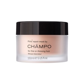 Champo Pitta Repair Mask for fine or thinning hair, 150ml, in a pale pink frosted glass jar with black lid