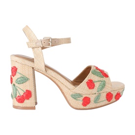 Fleur Embroidered Platform Block Heels