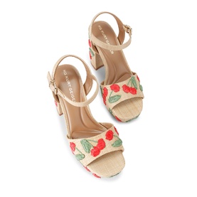 Fleur Embroidered Platform Block Heels