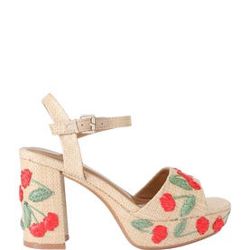 Fleur Embroidered Platform Block Heels