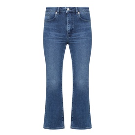 FRAME DENIM Crop Boot jeans in Sonnet blue denim, cropped length with flared hem and classic five-pocket styling