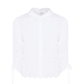 The Paisley Eyelet Cinch-Sleeve Shirt