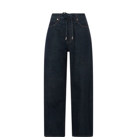 The Off Duty Drawstring Bow High-Rise Barrel Jeans