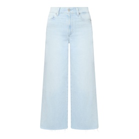 Paige Straight Jeans in Motif light blue denim, wide-leg silhouette, high waist, cropped length, five-pocket styling
