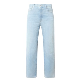 Paige straight-leg jeans in Coliseum light blue denim, five-pocket styling with zip fly and belt loops