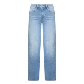 Paige straight-leg jeans in Cinerama blue denim with a high waist, five-pocket styling and subtle fading detail