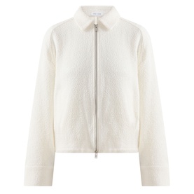 Samsoe & Samsoe egret jacket in textured cotton with zip fastening, collar, and wide sleeves