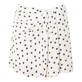 Samsoe & Samsoe Saiben Polka Dot Skirt in Drifting Dots Egret, mini length with draped front detail and asymmetric hemline