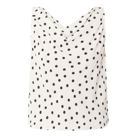 Samsoe & Samsoe Sapoppy Polka Dot Top in Drifting Dots Egret, sleeveless with draped cowl neckline and straight hemline