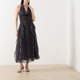 Painterly Polka Chiffon Dress
