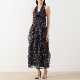Painterly Polka Chiffon Dress