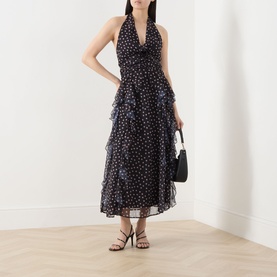 Painterly Polka Chiffon Dress