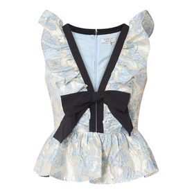 Bluebell Floral Jacquard Peplum Blouse