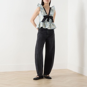 Bluebell Floral Jacquard Peplum Blouse