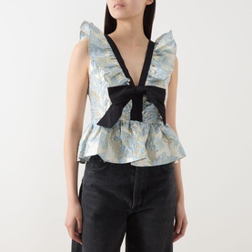 Bluebell Floral Jacquard Peplum Blouse