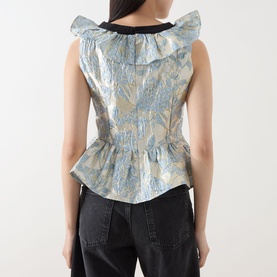 Bluebell Floral Jacquard Peplum Blouse