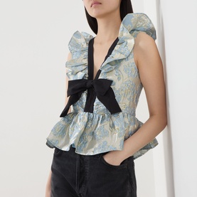 Bluebell Floral Jacquard Peplum Blouse