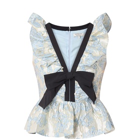 Bluebell Floral Jacquard Peplum Blouse