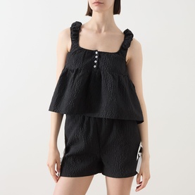 Elin Textured Crop Top & Scrunchie Set