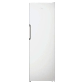 Indesit tall freestanding freezer in white with silver bar handle, single door, front-facing view