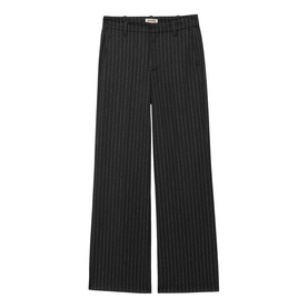 Zadig grey pinstripe wide-leg trousers with belt loops, flat front, and straight hem