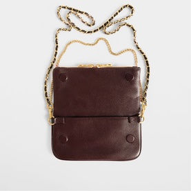 Zadig purple small structured crossbody bag with gold-tone chain and leopard print strap detail, press-stud fastening