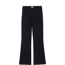 Zadig Pistol Loose Straight Leg Trousers in blue, tailored suiting fabric, straight-leg silhouette with wide hem