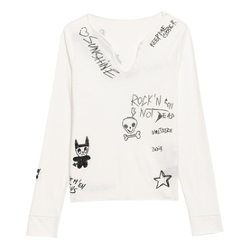 Happy Printed Henley Top